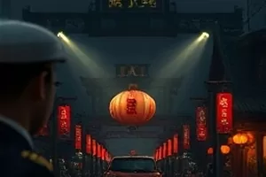 《雪落长街》剧照，老式居民楼下积雪的长街